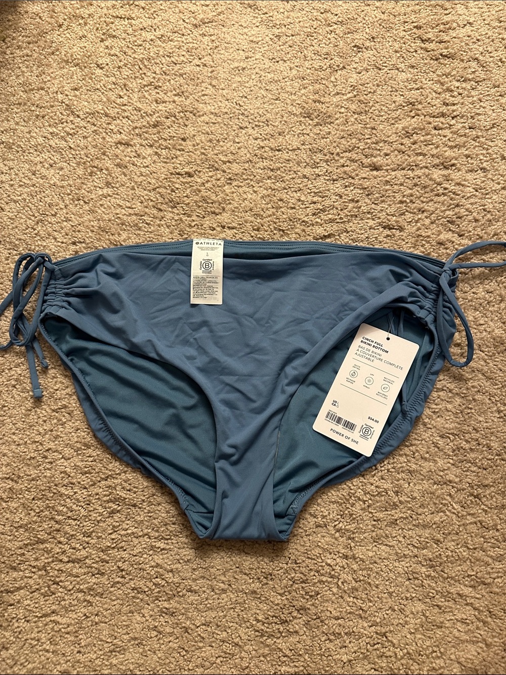 Athleta Dusty Blue Side-Tie Bikini Bottoms